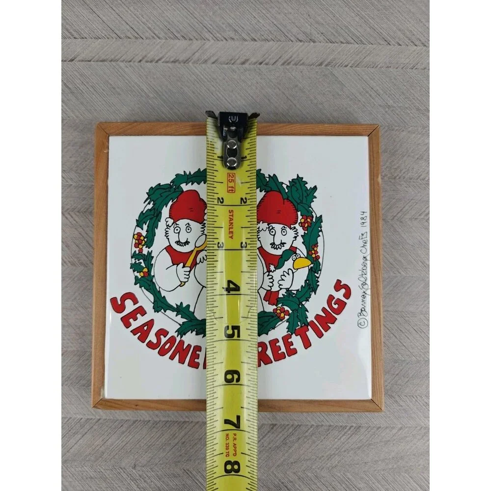 Vintage 1984 Barney Saltzberg Chefs Trivet Seasoned Greetings Wood Ceramic